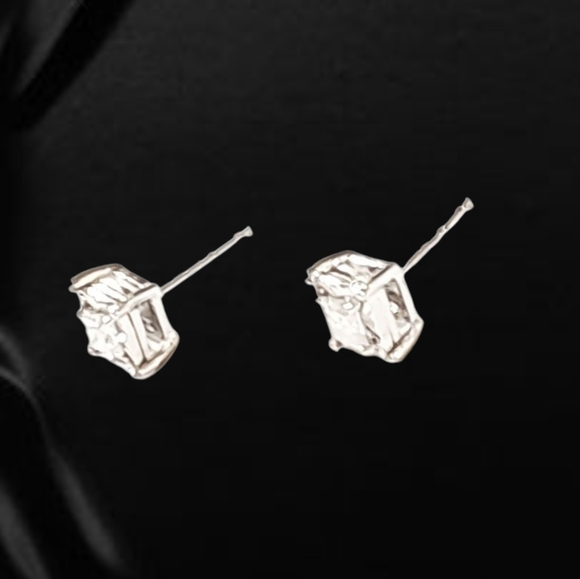 14K White Gold Convertible Cross Pendant with Natural Diamonds & Stud Earring